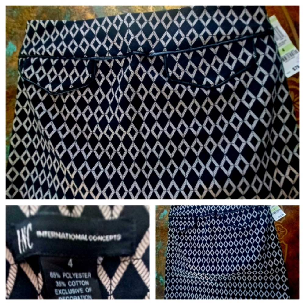 🔥NWT $79 INC Black & White Geometric Mini Skirt 4